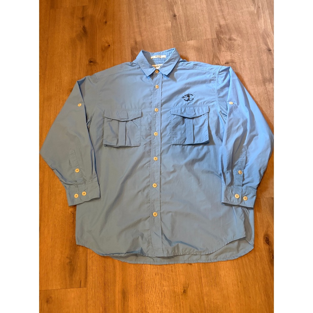 Orvis Fishing Shirt Large Blue Roaring Fork Club Nylon Vented Gorpcore Utility